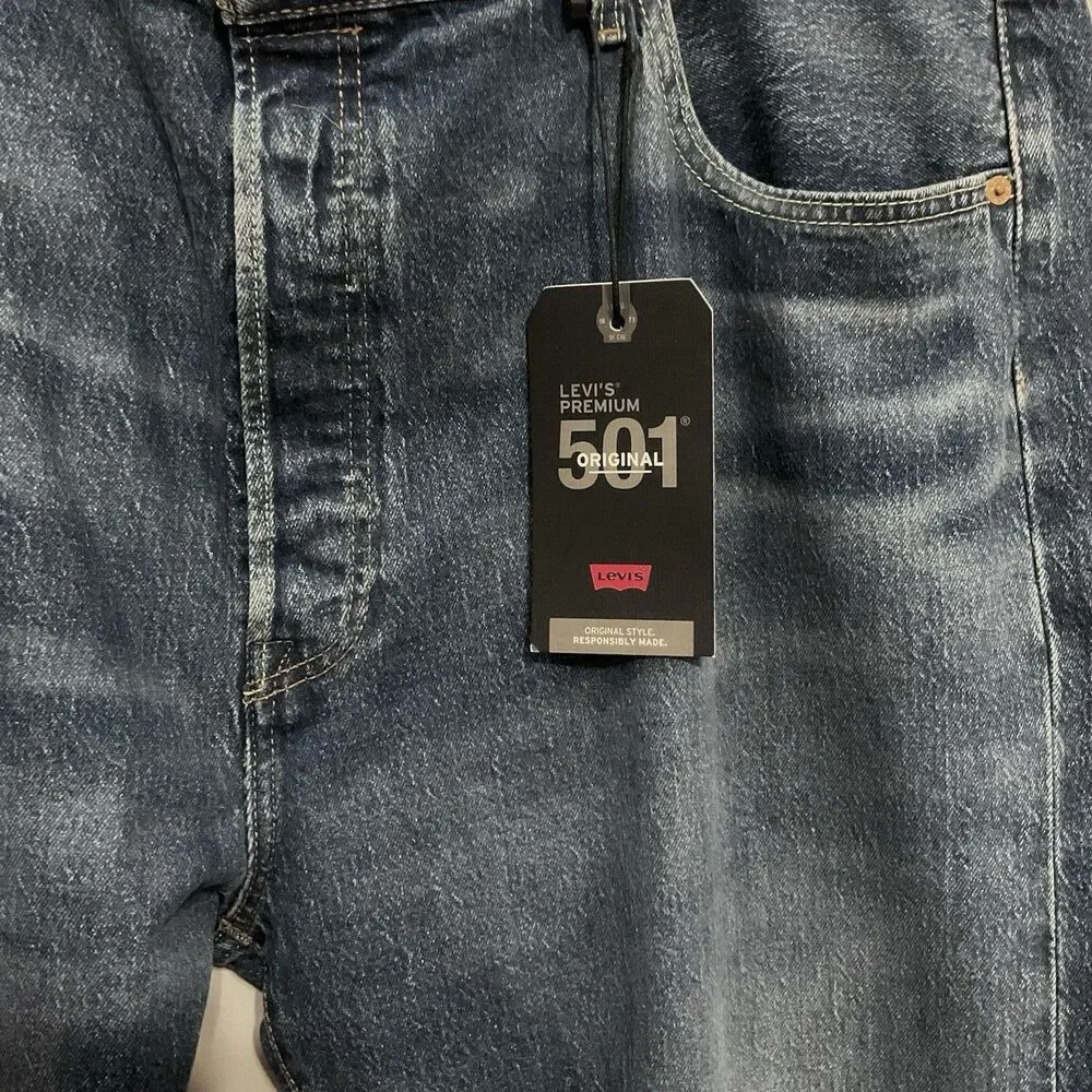 Levi's Premium 501 Jeans Blue Stretch Denim Big &Tall Sz 46 X 36 NWT